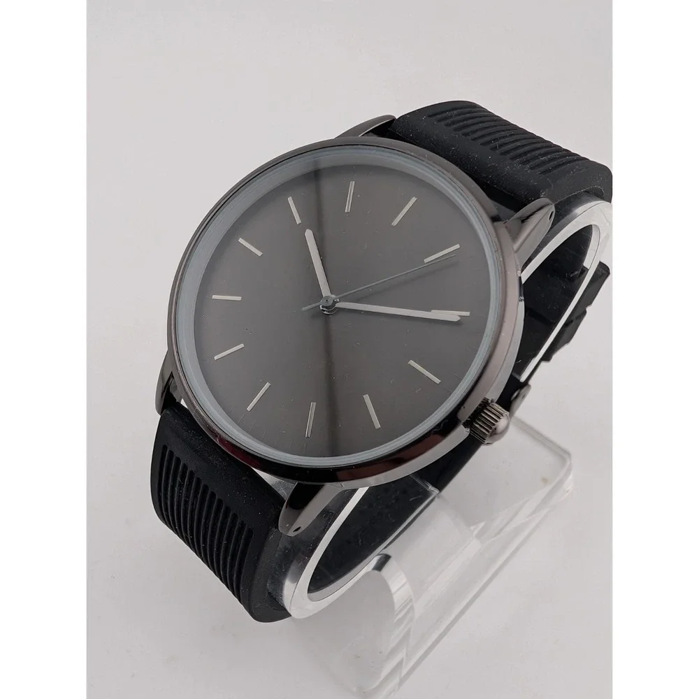 George Watch Men 40mm‎ Case Black Silicone Band- New Battery